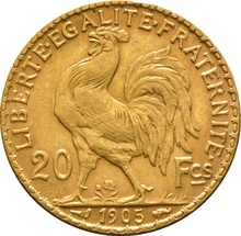 20 Francos Franceses - Gallo Marianne Original 1899-1906