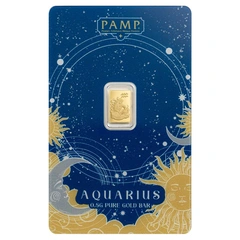 0.5g Lingote de oro PAMP Zodiac Aquarius Minted