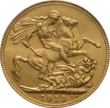 Moneda Soberano de Oro Jorge V 1913 Londres