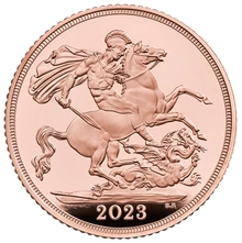 Moneda Soberano de Oro Proof Coronación Carlos III 2023