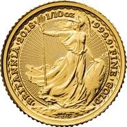Moneda Britannia de Oro de 1/10 oz 2018