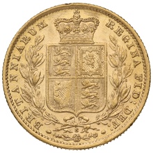 Soberano de Oro 1886 - Victoria Joven con Reverso Escudado (S)