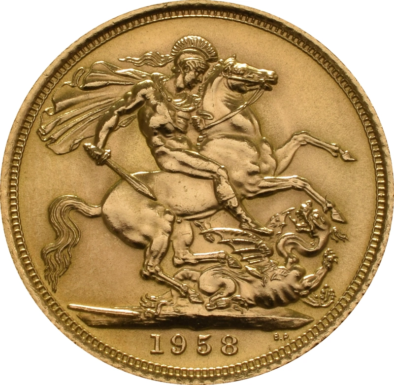 Moneda Soberano de Oro 1958 Isabel II Primer retrato