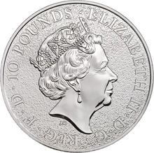 Moneda Bestias de la Reina El León de Inglaterra de Plata de 10 oz