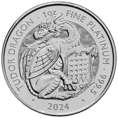 Moneda Bestias de Tudor Dragón de Platino de 1 oz 2024