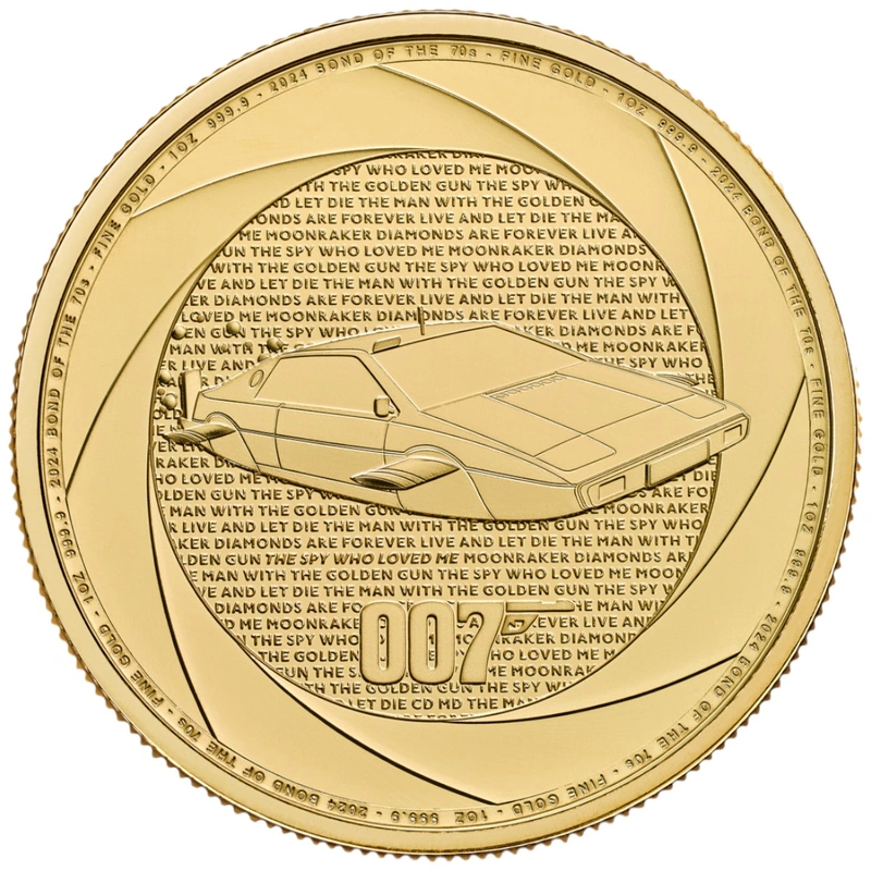 Moneda de Oro de 1 onza (6 décadas de 007, Bond desde los años 70) del 2024