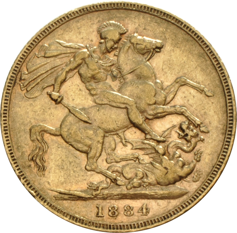 Moneda Soberano de Oro 1884 Victoria Joven (L)