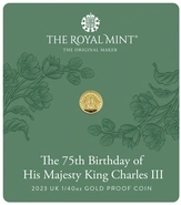 Moneda de Oro 1/40 oz Proof - 75 Anversario de Carlos III 2023