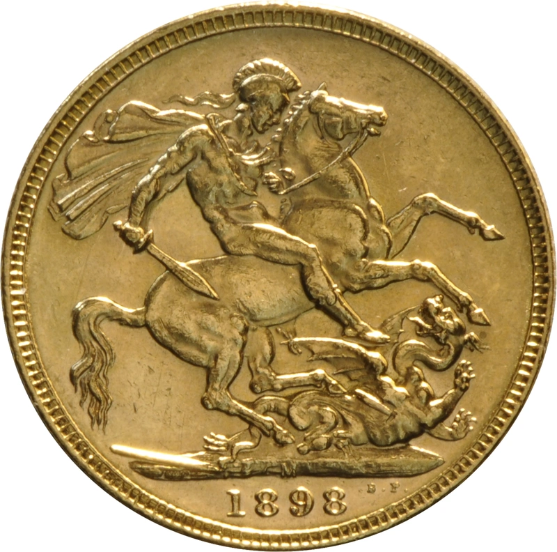 Moneda Soberano de Oro Victoria Velada 1898 (M)