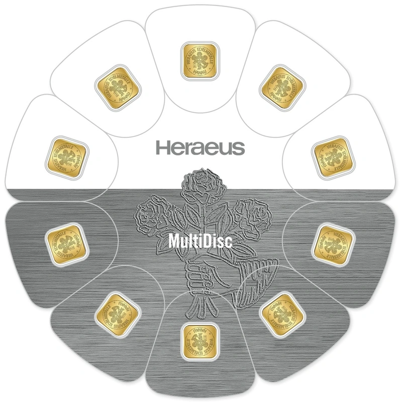 Paquete Heraeus MultiDisco de 10 x 1 g de Oro