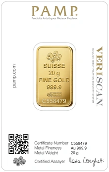Lingote de Oro de 20 g PAMP