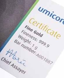 Lingote de Oro de 1 g Umicore