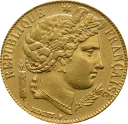 Moneda 20 Francos Franceses Ceres