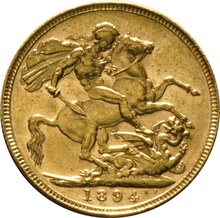 Soberano de Oro 1894 - Victoria Velada (L)