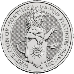 Moneda Bestias de la Reina de Platino de 1 oz El León Blanco de Mortimer