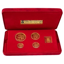 Set de 4 Monedas de Oro Soberano Proof de la Isla de Man de 1979 en Caja Original