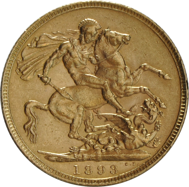 Moneda Soberano de Oro 1893 Victoria Velada (L)