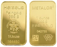 Lingote de Oro de 1 oz de Segunda Mano