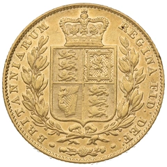 Moneda Soberano de Oro 1845 Victoria Joven con Reverso Escudado (L)