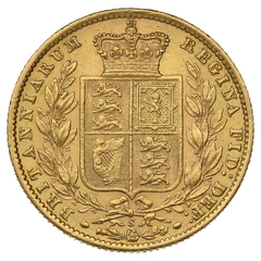 Moneda Soberano de Oro 1871 Victoria Joven con Reverso Escudado (S)