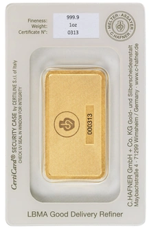 Lingote de Oro de 1 oz C. Hafner