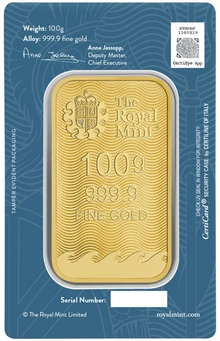 NUEVA Lingote de Oro de 100 g Britannia