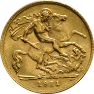 Medios Soberanos de Oro Jorge V 1911 - 1926