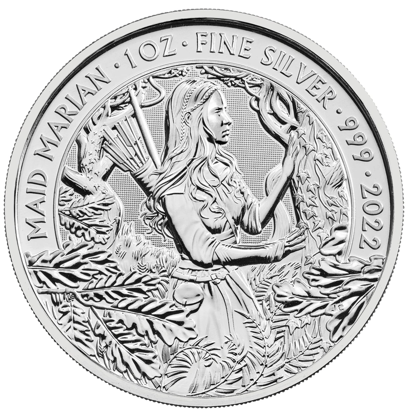 Moneda Mitos y Leyendas Maid Marian de Plata de 1 oz 2022