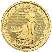 Tubo de 25 Monedas de Cuarto de Onza de Oro Britannia de Carlos III