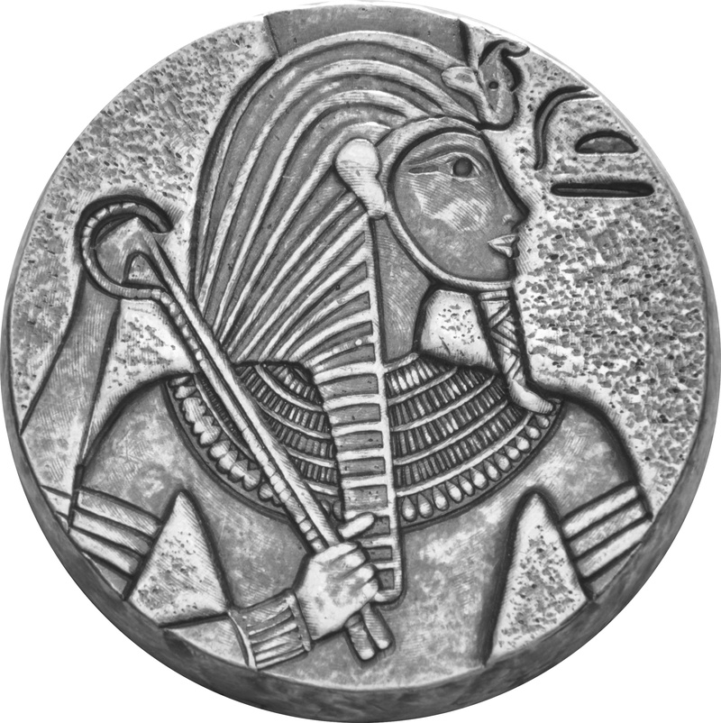 Moneda de plata de 5 onzas del Rey Tutankamón(Año 2016)