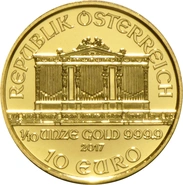 Moneda Filarmónica Viena de Oro de 1/10 oz 2017