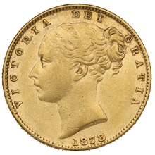 Moneda Soberano de Oro 1878 Victoria Joven con Reverso Escudado (S)