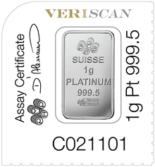 Lingote de Platino de 1 g PAMP (Leer descripción)