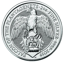 Moneda Bestias de la Reina El Halcón de los Plantagenets de Plata de 2 oz