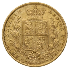 Moneda Soberano de Oro 1868 Victoria Joven con Reverso Escudado (L)