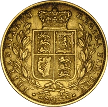 Moneda Soberano de Oro 1855 Victoria Joven con Reverso Escudado (L)