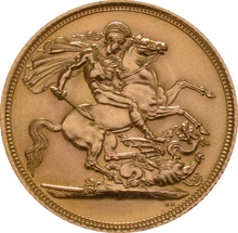 Moneda Soberano de Oro Isabel II Primer Retrato