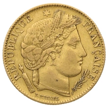 Moneda 10 Francos Franceses de Oro Ceres
