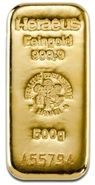 Lingote de Oro de 500 g Heraeus