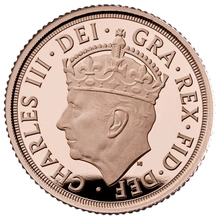 Moneda Quarto de Soberano Proof Coronación Carlos III 2023