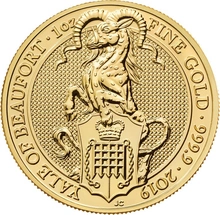 Moneda Bestias de la Reina El Eale de Beaufort de Oro de 1 oz 2019