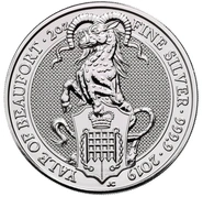 Moneda Bestias de la Reina El Eale de Beaufort de Plata de 2 oz