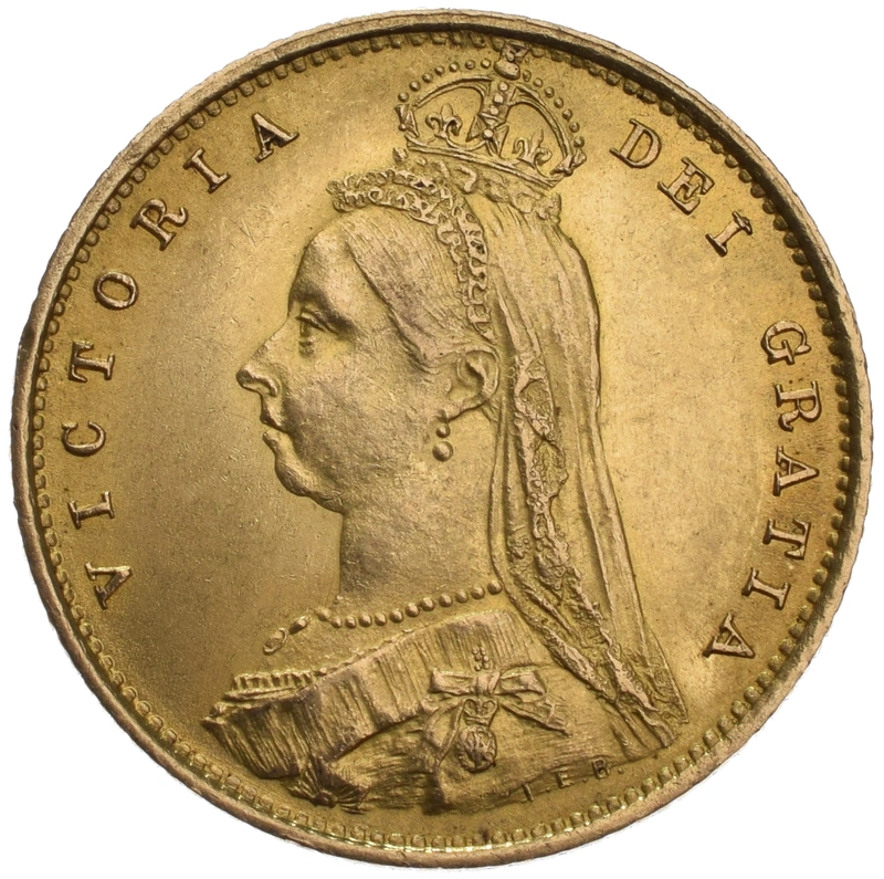 Moneda Medio Soberano de Oro Victoria Jubileo con Reverso Escudado