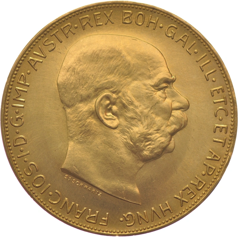 Moneda 100 Coronas Austriacas de Oro