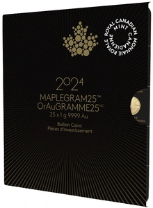 MapleGram 25 monedas de Oro de 1 gramo 2024