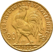 Moneda 20 Francos Franceses Gallo Marianne Original 1899-1906