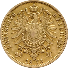 Moneda 20 Marcos Alemanes Guillermo I (1871-1878)