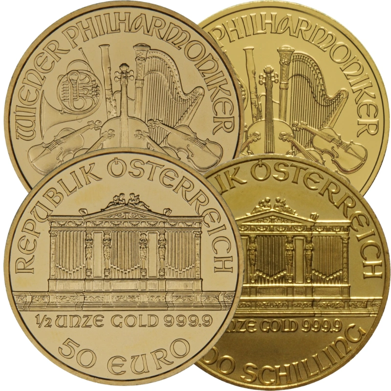Moneda Filarmónica Viena de Oro de 1/2 oz (de Nuestra Elección)