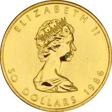 Maple Leaf Canadiense de 1 oz de Oro 1986