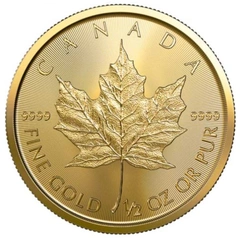 Moneda Maple Leaf Canadiense de Oro de media onza 2023